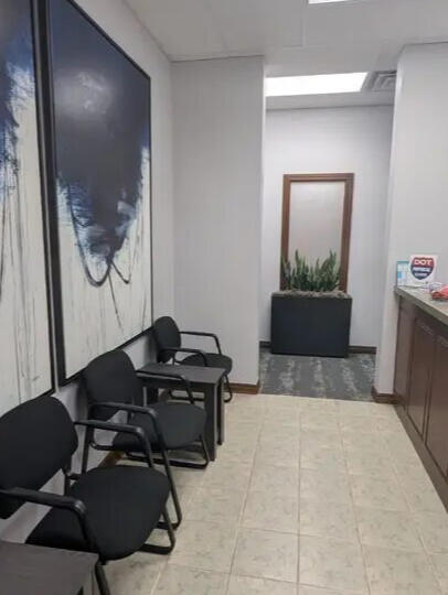 Reception and waiting area at Robin Chiropractic in Omaha